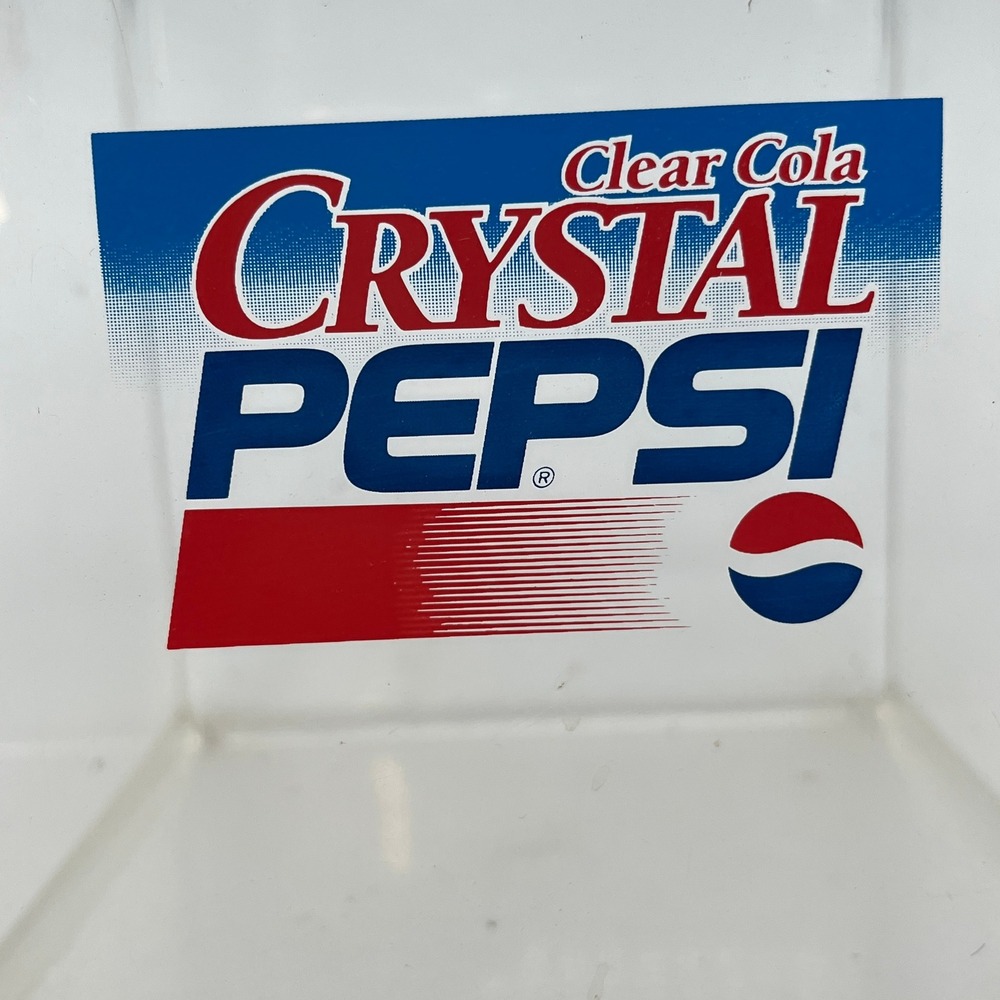 Vtg. Crystal Pepsi Cola Clear Ice Bucket‎ Cooler With Handle Acrylic No Lid READ